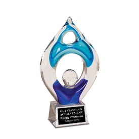 Winner Art Glass Award, blues, 10-1/4"