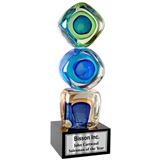 Stacked Blocks Art Glass Award, 9-1/2" Tall