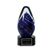 blue tear drop art glass award
