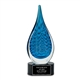 Blue Raindrop Art Glass Award, 12-1/2" Tall