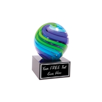Two-Tone Blue Green Art Glass Award