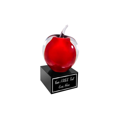 Red Apple Art Glass Award, 5-3/4"