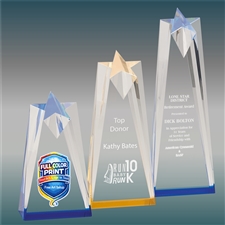 Sculpted Star Acrylic Award with 3D Star Top and Custom Laser Engraving or Full-Color Printing