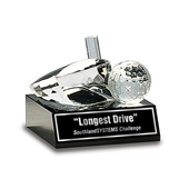 Crystal golf ball and putter award