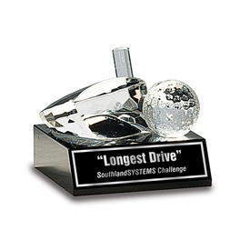 Crystal golf ball and putter award