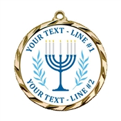 Custom Text Hanukah Menorah 022A Insert Medal