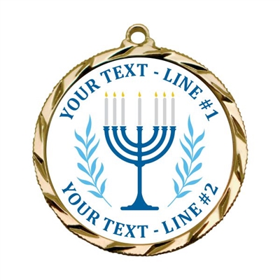 Custom Text Hanukah Menorah 022A Insert Medal