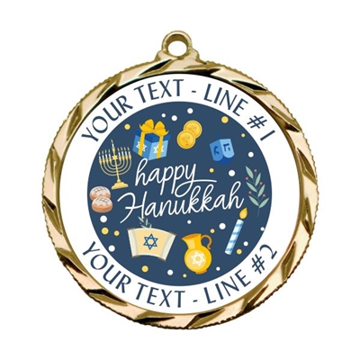 Custom Text Happy Hanukkah 022A Insert Medal