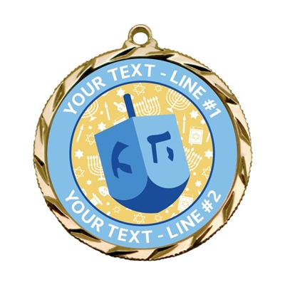 Custom Text Hanukkah Dreidel 022A Insert Medal