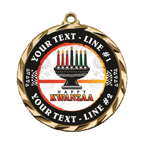 Custom Text Kwanzaa Mishumaa Saba 3 022A Insert Medal