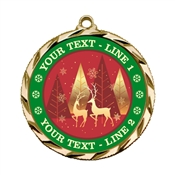 Custom Text Holiday Reindeer 022A Insert Medal