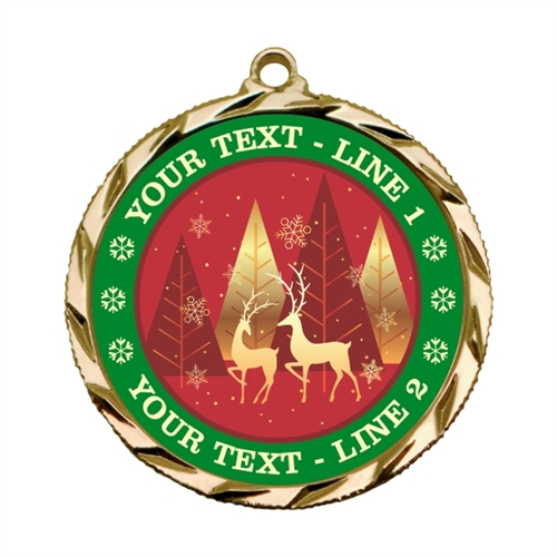Custom Text Holiday Reindeer 022A Insert Medal