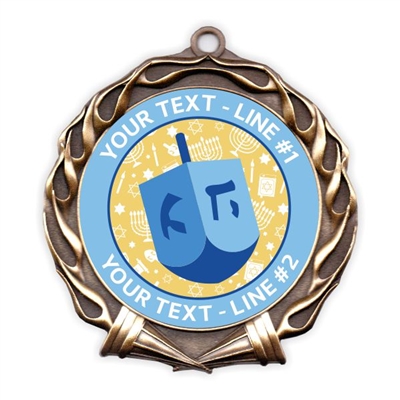 Custom Text Hanukkah Dreidel JAM Insert Medal