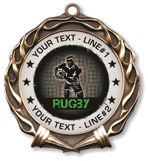 G Personalised Rugby Medal and Ribbon ENGRAVED FREE 
