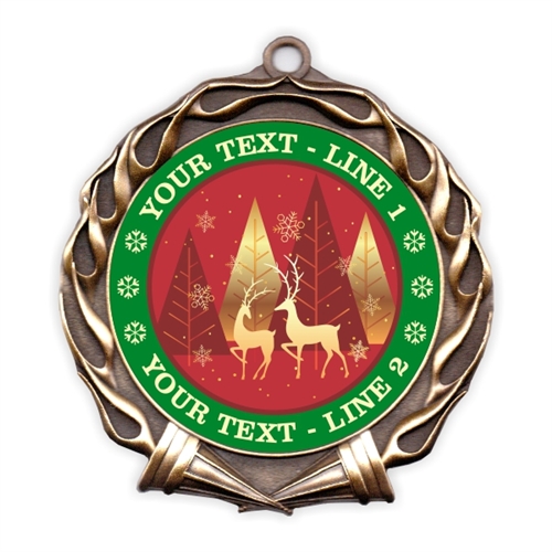 Custom Text Holiday Reindeer JAM Insert Medal