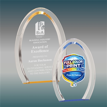 Custom Oval Acrylic Award with Laser Engraving or Full-Color Printing