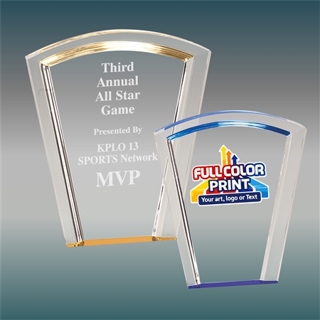 Custom Fan Acrylic Award with Laser Engraving or Full-Color Printing