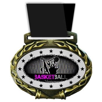 Basketball Medal in Jam Oval Insert | Basketball Award Medal