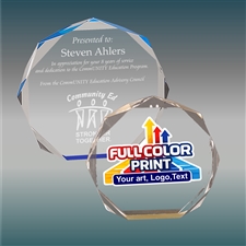 Octagon Acrylic Award with Custom Laser Engraving or Full-Color Printing