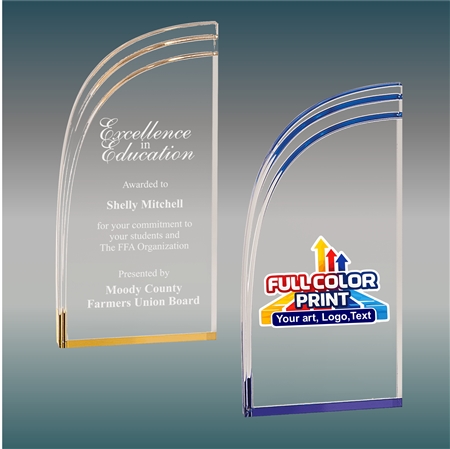 Wave Acrylic Award with Custom Laser Engraving and Full-Color Print