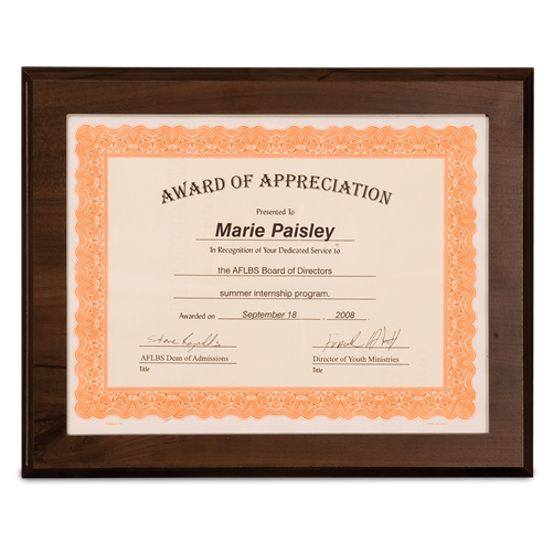 Wood Cherry slide in certificate holder