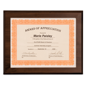 Wood Cherry slide in certificate holder