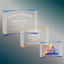 Custom Acrylic Crescent Award with Engraved or Full-Color Printed Personalization