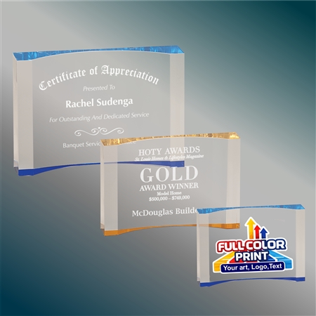 Custom Acrylic Crescent Award with Engraved or Full-Color Printed Personalization