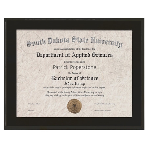 Wood Black slide in certificate holder