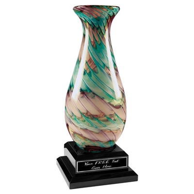 swirl art glass vase award