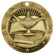 PinMart Gold Lamp of Knowledge Award Medal Personalized Engravable Custom 