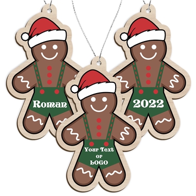 Personalized Wood Gingerbread Man Christmas Ornament