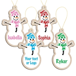 Personalized Wood Snowman Christmas Ornament